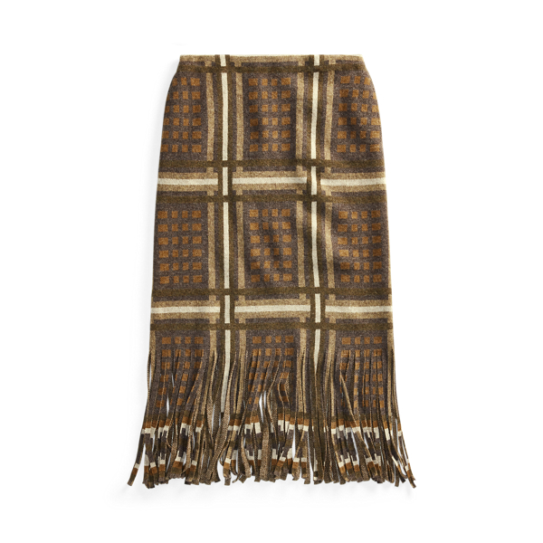 Fringe Graphic Wool-Cashmere Skirt RRL in 1