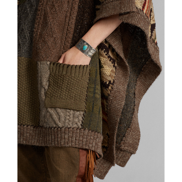 “RALPH LAUREN” Wool Patchwork Poncho Polo Ralph Lauren Sportsman Patchwork Hooded Poncho Limited