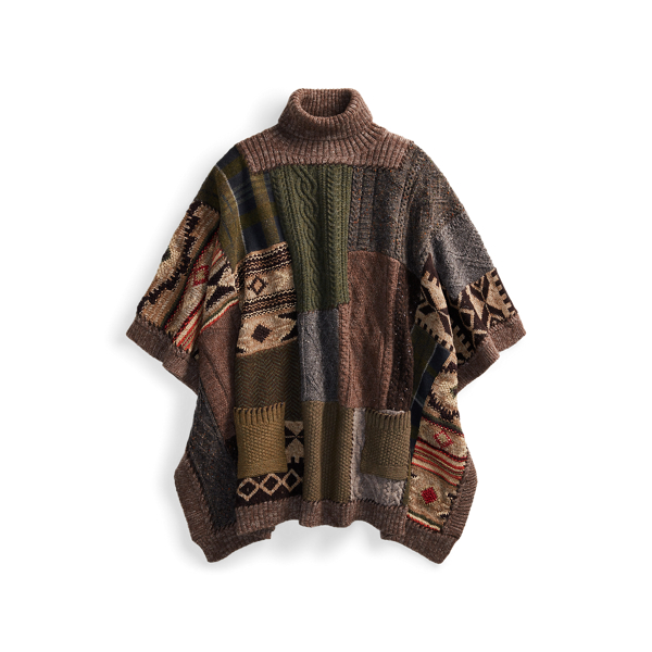 Patchwork Wool Blend Poncho for Women Ralph Lauren UK