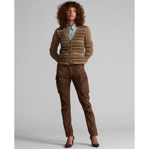 Brown Olive Multi Fair Isle Wool Cardigan RRL 3
