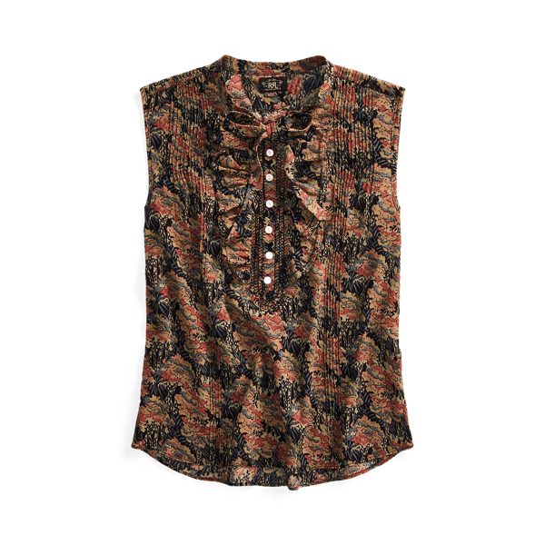 Floral Cotton Tie-Neck Blouse RRL 1