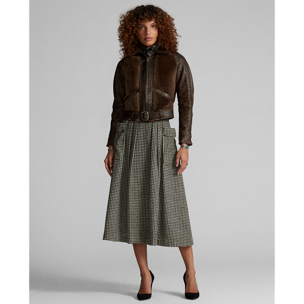 Brown Shearling-Panelled Leather Jacket RRL 3