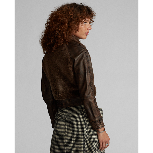 Brown Shearling-Panelled Leather Jacket RRL 4