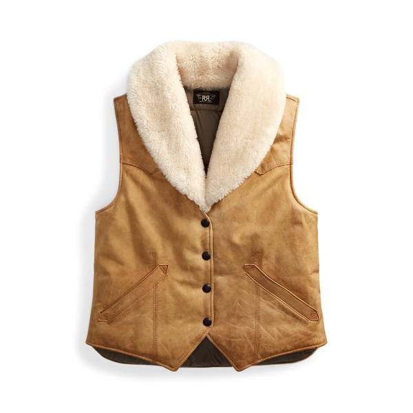 Shearling-Collar Suede Vest RRL em 1