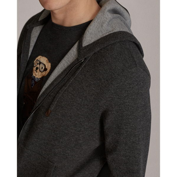 Dark Grey Melange Cashmere-Blend Hoodie Purple Label 5