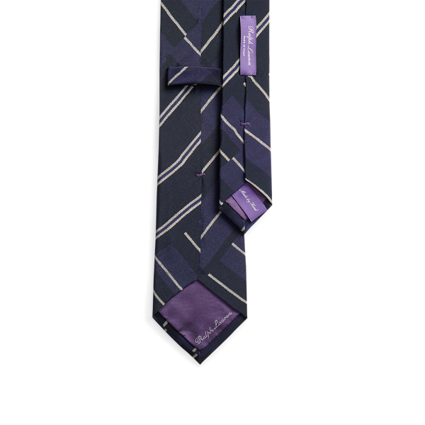Navy/Blue Regimental Patchwork Silk Tie Purple Label 2