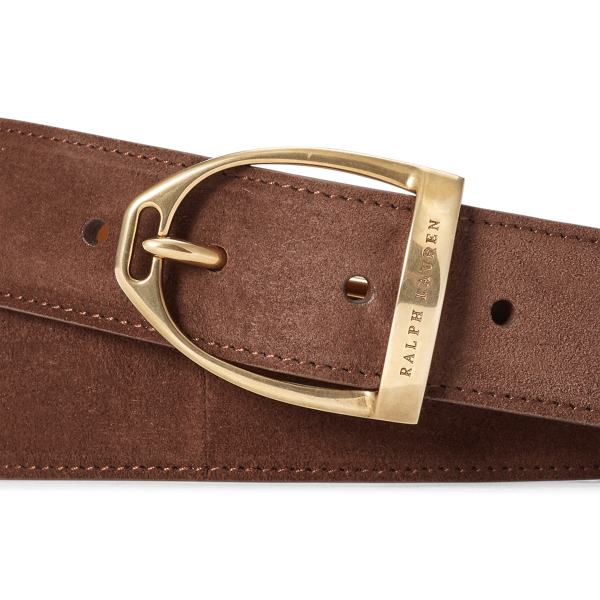 Luggage Brown Stirrup-Buckle Suede Belt Purple Label 2