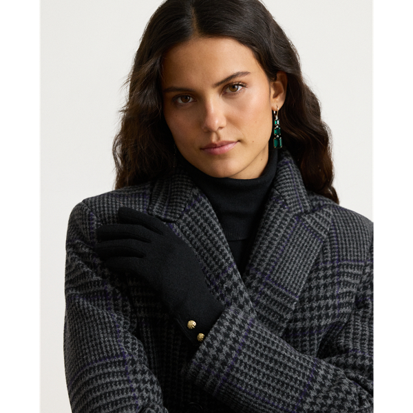 Black Two-Button Tech Gloves Lauren 3
