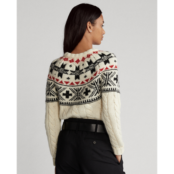 Cream Multi Fair Isle Cable-Knit Jumper Polo Ralph Lauren 5