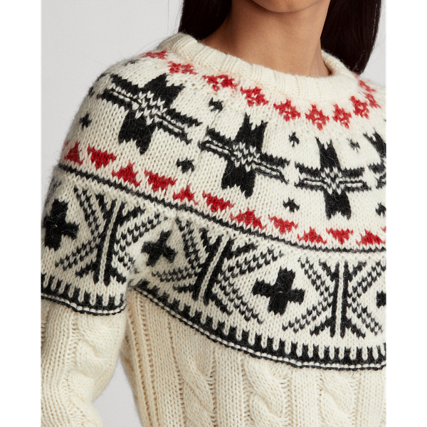 Cream Multi Fair Isle Cable-Knit Jumper Polo Ralph Lauren 6