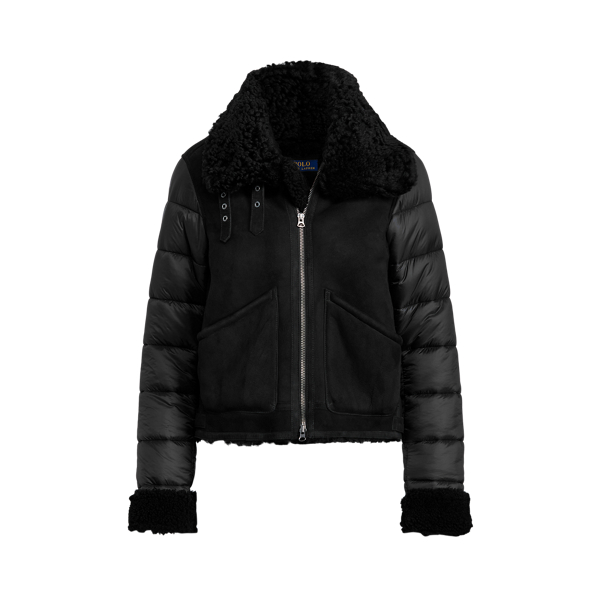 Black Hybrid Shearling Jacket Polo Ralph Lauren 2