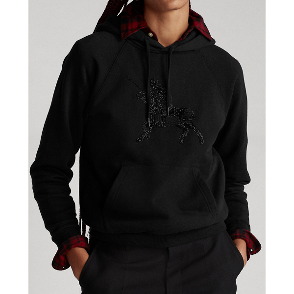 Black Beaded Graphic Hoodie Polo Ralph Lauren 6