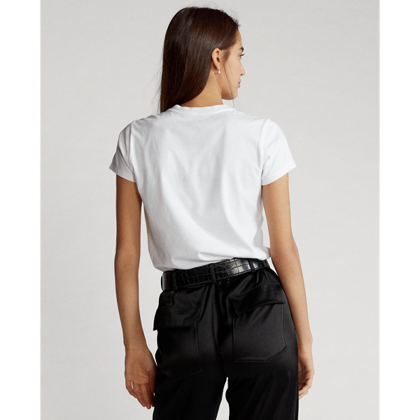White Beaded Logo Cotton Tee Polo Ralph Lauren 5