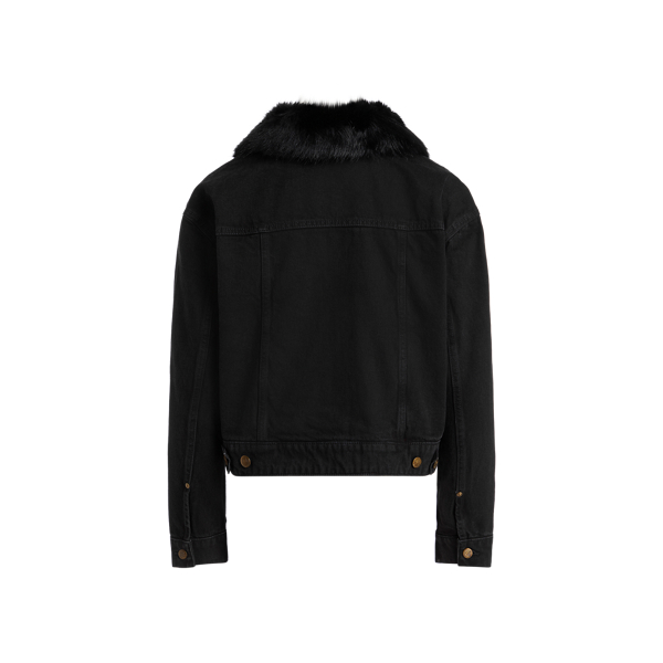 Black Fur-Trim Denim Trucker Jacket Polo Ralph Lauren 2