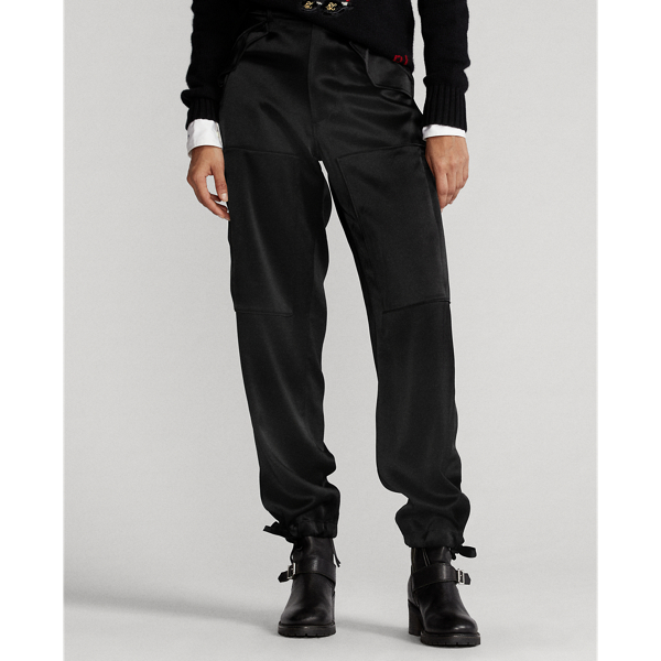 Black Satin Cargo Trousers Polo Ralph Lauren 3