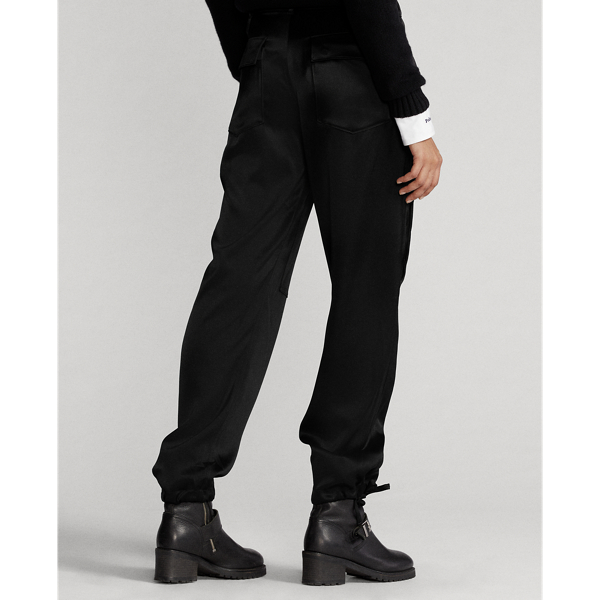 Black Satin Cargo Trousers Polo Ralph Lauren 4