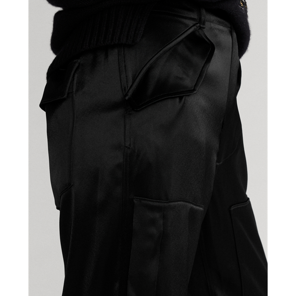 Black Satin Cargo Trousers Polo Ralph Lauren 5