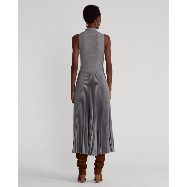 Grey Cast Sleeveless Mockneck Dress Polo Ralph Lauren 5