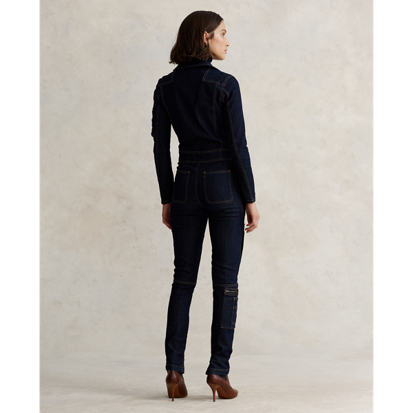Dark Indigo Denim Zip-Front Flight Suit Polo Ralph Lauren 4