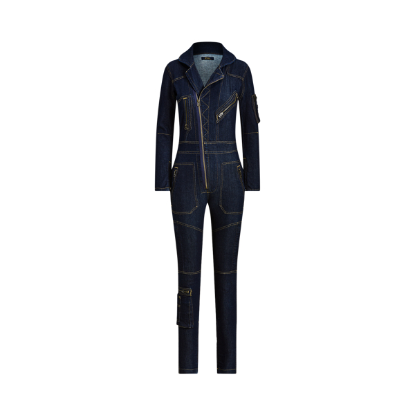 Dark Indigo Denim Zip-Front Flight Suit Polo Ralph Lauren 2