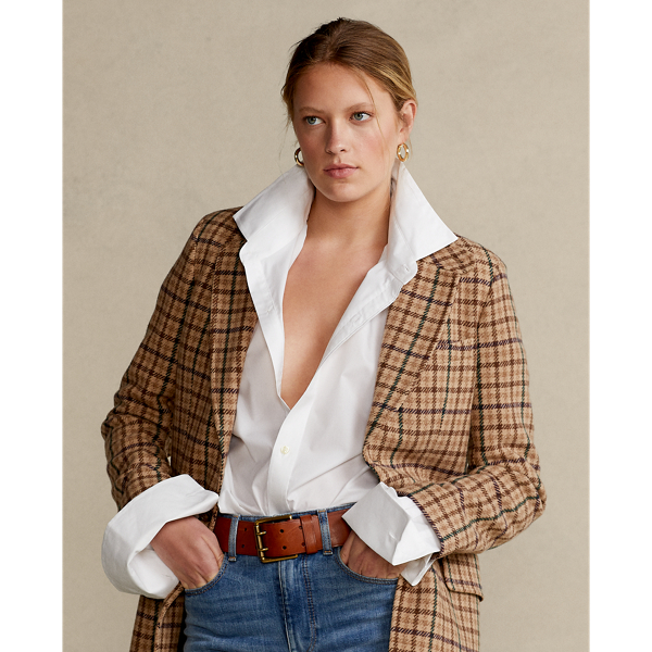 Brown Houndstooth Herringbone Wool-Blend Coat Polo Ralph Lauren 4