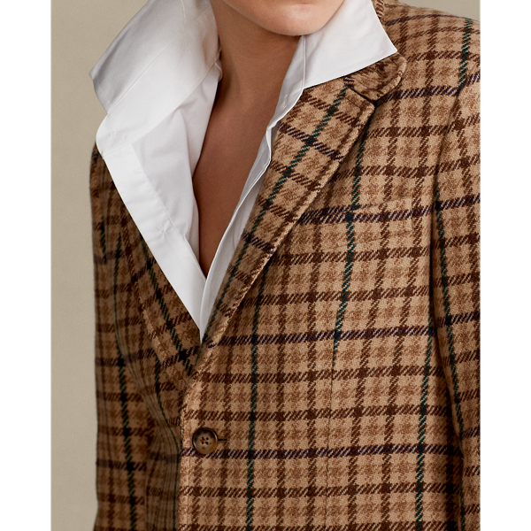 Brown Houndstooth Herringbone Wool-Blend Coat Polo Ralph Lauren 6