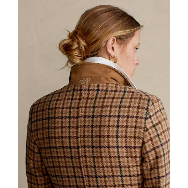 Brown Houndstooth Herringbone Wool-Blend Coat Polo Ralph Lauren 7