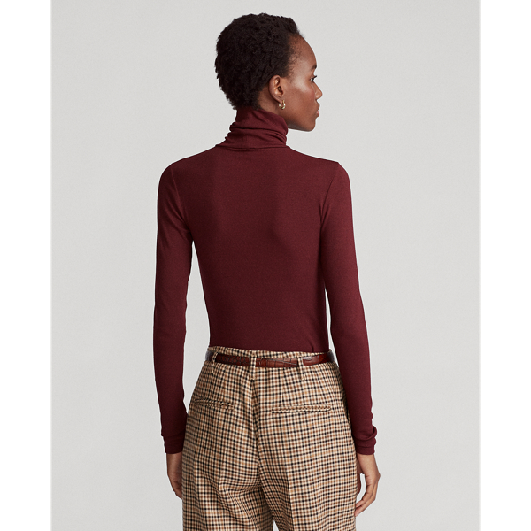 Rich Ruby Stretch Rib-knit Roll Neck Polo Ralph Lauren 5