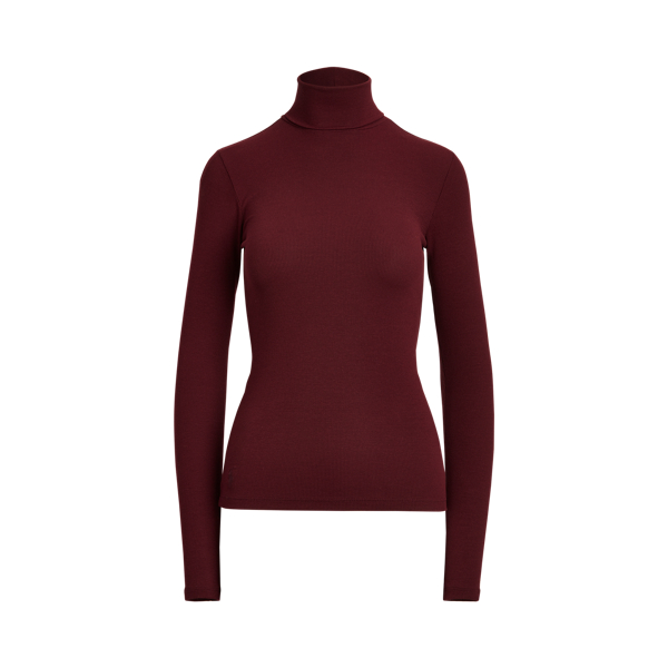 Rich Ruby Stretch Rib-knit Roll Neck Polo Ralph Lauren 2