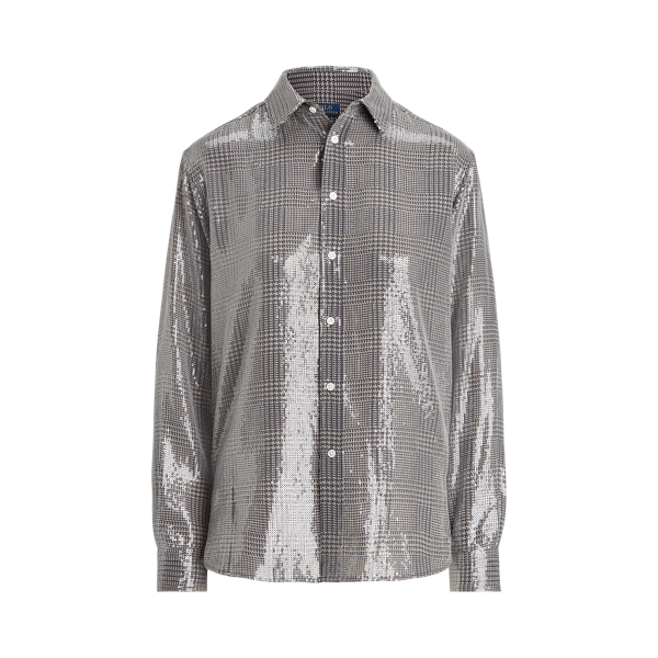 Grey/Black Glen Plaid Sequined Plaid Shirt Polo Ralph Lauren 2