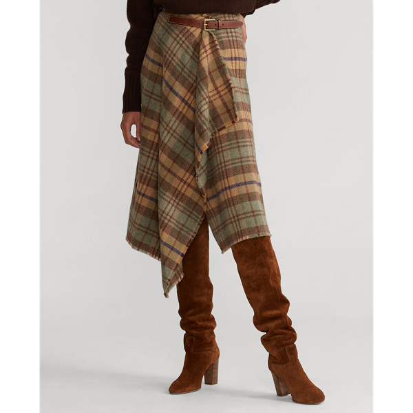 Green Plaid Plaid Belted Wrap Skirt Polo Ralph Lauren 4