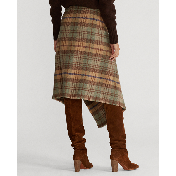 Green Plaid Plaid Belted Wrap Skirt Polo Ralph Lauren 5