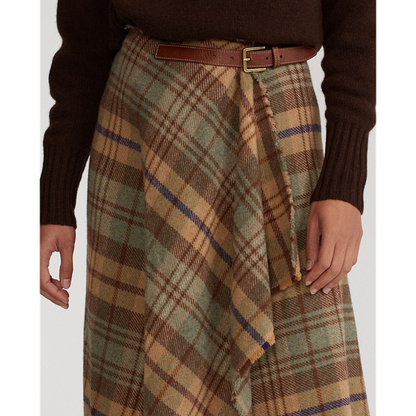 Green Plaid Plaid Belted Wrap Skirt Polo Ralph Lauren 6