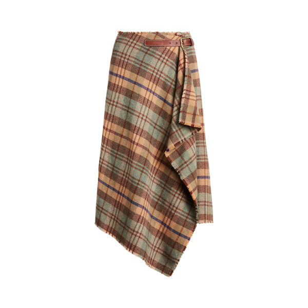 Green Plaid Plaid Belted Wrap Skirt Polo Ralph Lauren 2