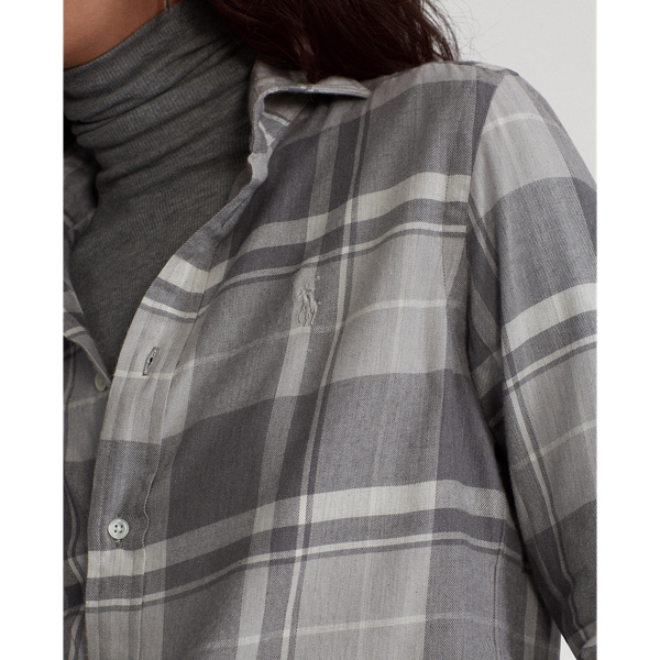 Heather Grey/Dark Heather Classic Fit Plaid Shirt Polo Ralph Lauren 6