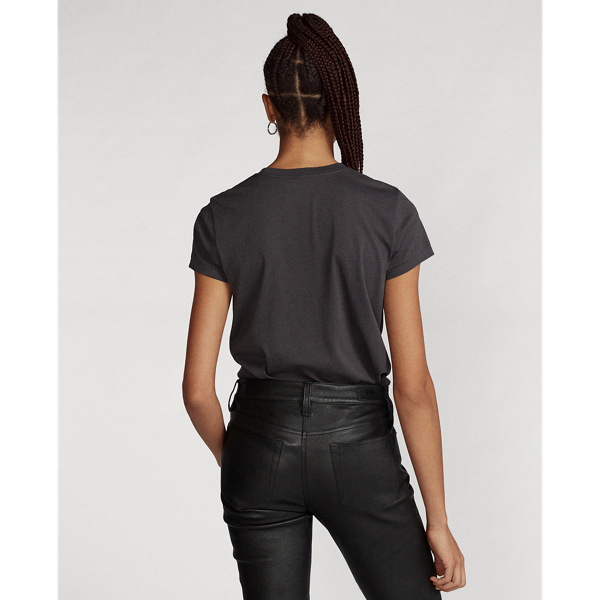 Pebble Black Embroidered-Logo Cotton Tee Polo Ralph Lauren 5