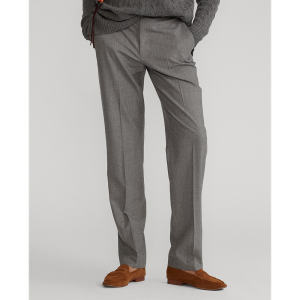 Light Grey Melange Wool Flannel Straight Trousers Polo Ralph Lauren 4
