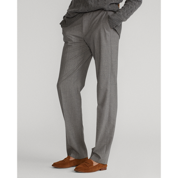 Light Grey Melange Wool Flannel Straight Trousers Polo Ralph Lauren 5