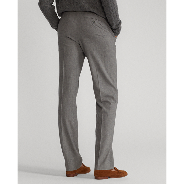 Light Grey Melange Wool Flannel Straight Trousers Polo Ralph Lauren 6