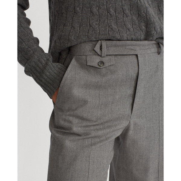Light Grey Melange Wool Flannel Straight Trousers Polo Ralph Lauren 7