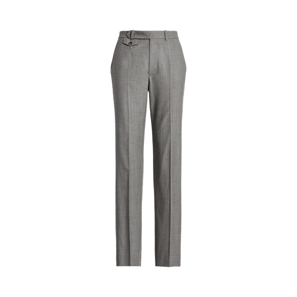 Light Grey Melange Wool Flannel Straight Trousers Polo Ralph Lauren 2
