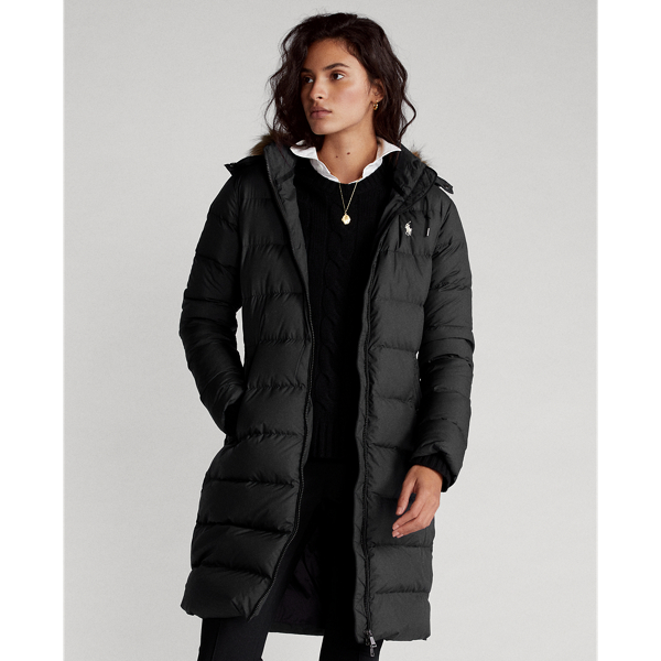 Black Faux-Fur-Trim Down Coat Polo Ralph Lauren 3