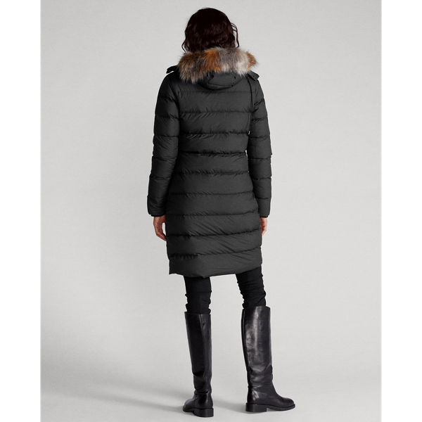 Black Faux-Fur-Trim Down Coat Polo Ralph Lauren 4