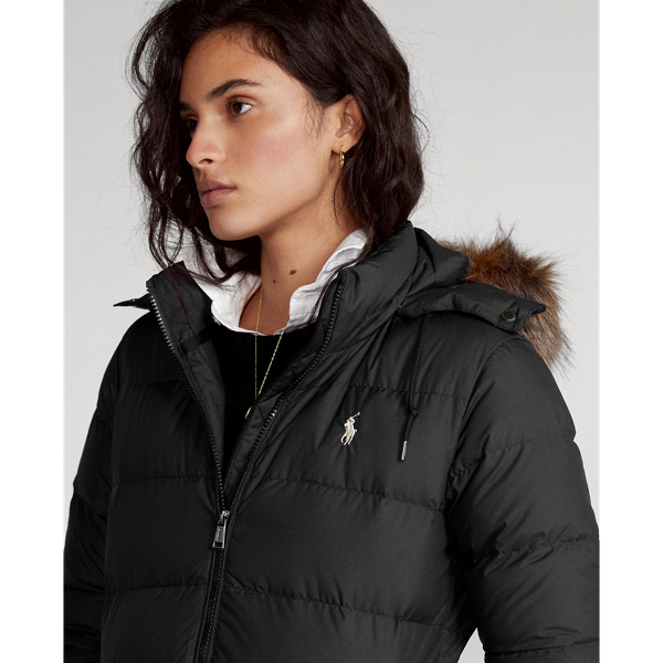 Black Faux-Fur-Trim Down Coat Polo Ralph Lauren 5