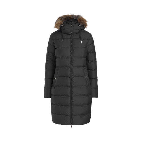 Black Faux-Fur-Trim Down Coat Polo Ralph Lauren 2