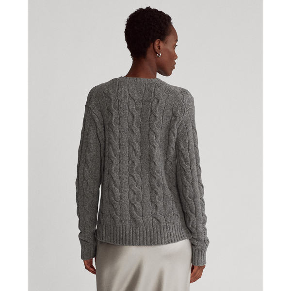 Grey Marl Cable-Knit Crewneck Jumper Polo Ralph Lauren 5