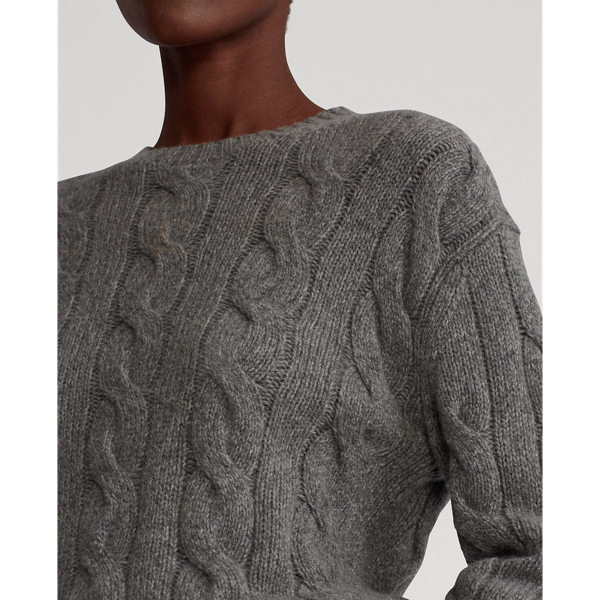Grey Marl Cable-Knit Crewneck Jumper Polo Ralph Lauren 6