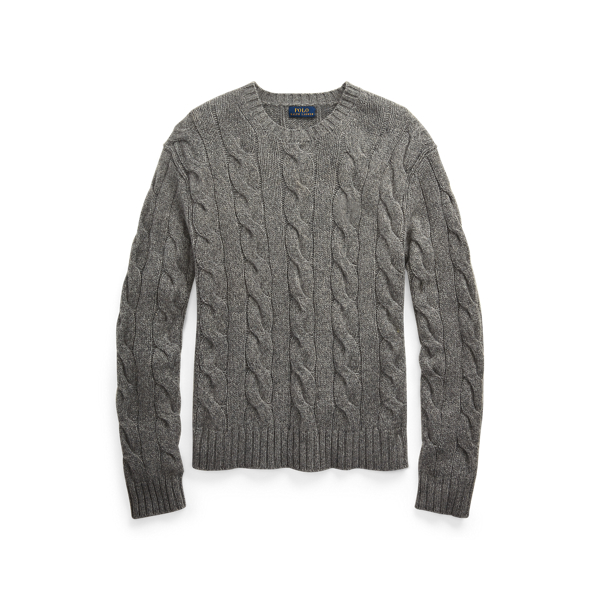 Grey Marl Cable-Knit Crewneck Jumper Polo Ralph Lauren 2