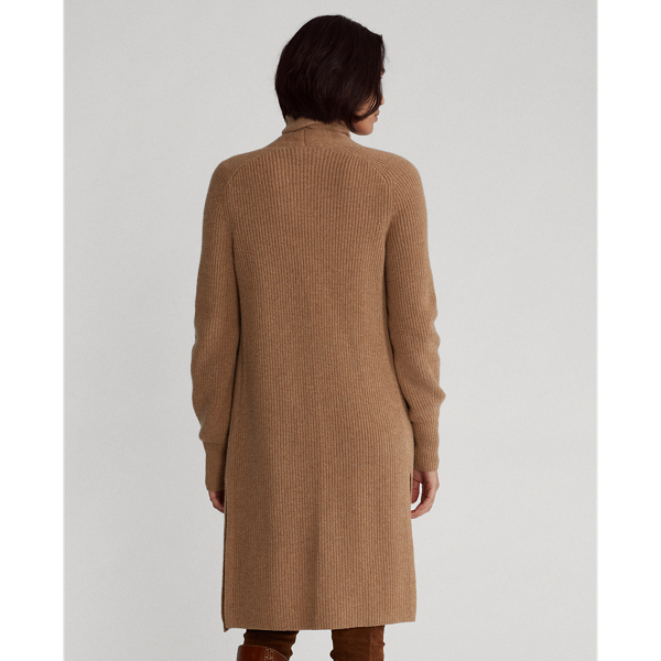 Caf&eacute; Cream Heather Ribbed Wool-Blend Cardigan Polo Ralph Lauren 6