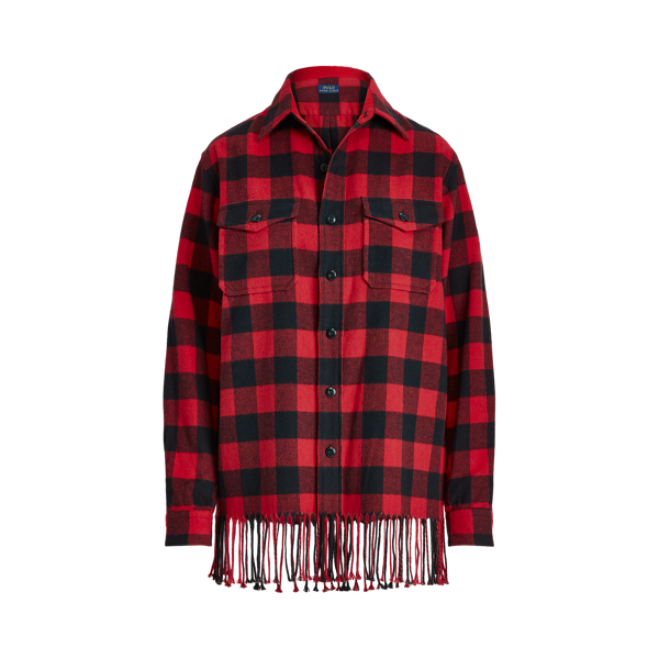 Red/Black Buffalo Fringe-Trim Plaid Shirt Polo Ralph Lauren 2